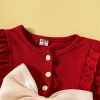 Vestido De Cumpleaños Para Bebé Niña Nueva Confección En Algodón Y Malla Rojo Estilo Coreano Dulce Con Manga Corta Para Verano - details 3