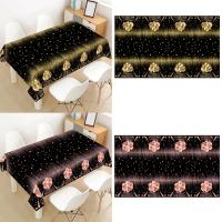 Mantel Desechable De 220x130 Cm Negro Y Oro Rosa Para Fiesta De Cumpleaños Decoración Para Hombres Y Mujeres Mantel Cubierta De Fiesta Suministros - details 0