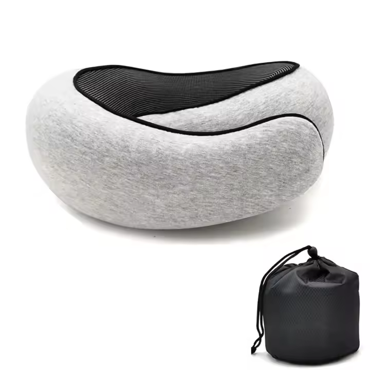 Cojín De Viaje Ajustable Portátil Para El Cuello En Forma De U De Memoria Esponja Soporte De Descanso Para El Cuello Estilo Caracol Suave Para Media Noche Y Sueño - 1