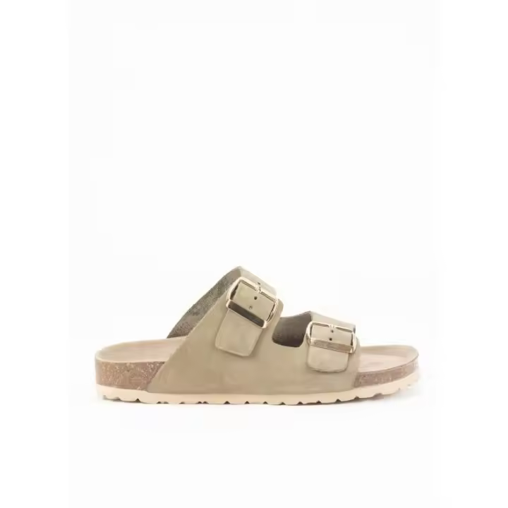 Sandalia de Piel para Mujer en Color Kaki - 1