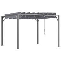 Outsunny Pérgola Cenador de Jardín Gazebo con Diseño de Lamas Superior Giratorio hasta 135° Marco de Aluminio y Protección UV 50+ Pabellón para Patio Terraza Balcón Gris - details 0