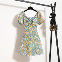 Vestido Mini De Verano Para Mujer Estampado Floral Chiffón Casual Cintura Natural Manga Larga Suelta Cierre De Cremallera - details 18