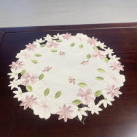 Mantel Individual De Tela Con Bordado De Rosa Redondo Popular Para Decoración Navideña Funda Para Vajilla Y Taza Funda Para Café Y Té Moderno Estilo Polyester Cotton - details 2
