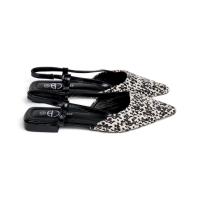 HLUNA - Zapatos planos Destalonados Mules Punta Fina Pulsera al tobillo con Hebilla - Detalle de Esparto en rayas yz23-105 - details 4