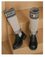 Botas Largas Para Mujer Nuevas De Lana Elásticas Botas Retro Con Suela Gruesa Botas De Rodilla Elegantes Zapatos Para Mujer - details 10