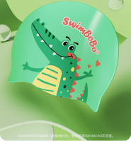 Gorro de natación de silicona para niños swimbobo para niños y niñas con pelo largo, impermeable, protección para los oídos sin apretar la cabeza, bonito gorro de natación para nadar. - details 7