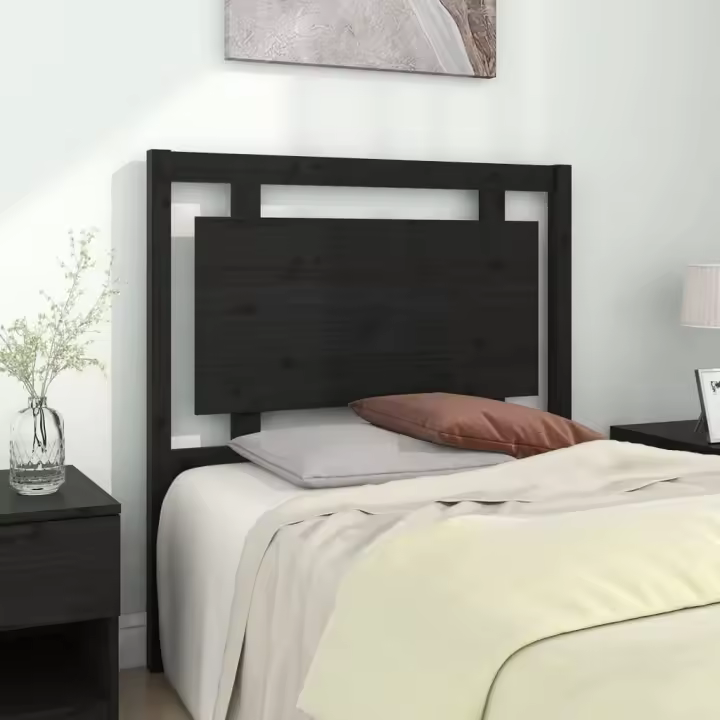 vidaXL Cabecero de cama madera maciza de pino negro 95,5x4x100 cm - 1