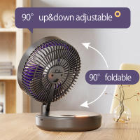 Ventilador Portátil Recargable De 5000mAh Pequeño Y Plegable Con Luz Nocturna 90° Montado En La Pared 4 Velocidades Para Oficina Y Hogar - details 16