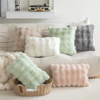Cojín De Sofá De Velours Imitación De Piel De Conejo Color Sólido Suave Y Cálido Para Sala De Estar Dormitorio Decoración Del Hogar - details 1