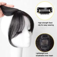 Punta De Cabello Sintético 3D Con Flequillo Bangs Clip-In De Ocho Franges Natural Invisible Trenzado Parte Media Tope Para El Cabello - details 2