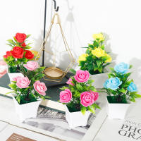 Small Bonsai Artificial Plant Decoración Para Oficina Y Hogar Flores Falsas Rosas En Maceta Adorno De Jardín Accesorio De Escritorio Para Bodas Y Navidad - details 4
