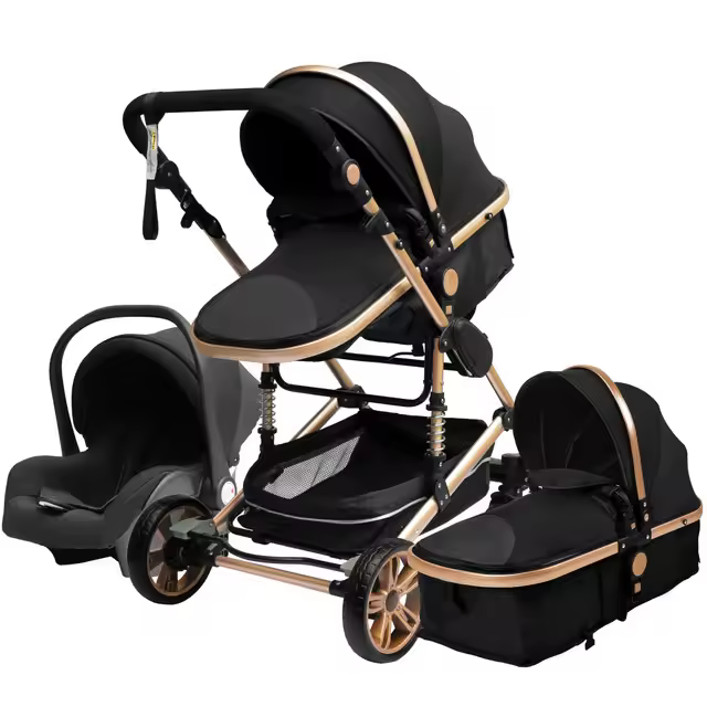 YAZOCO - Cochecito de bebé fácil de doblar, asiento de seguridad, accesorios multifuncionales portátiles, artículos de viaje, estándares europeos, entrega gratuita, gran comodidad en 3 en 1 estrella - 1