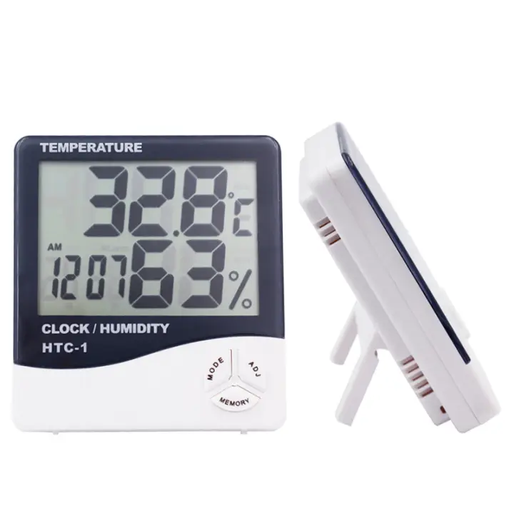 Medidor De Temperatura Y Humedad Digital LCD HTC-2/HTC-1 Estación Meteorológica Con Reloj Para Interiores Y Exteriores - 1