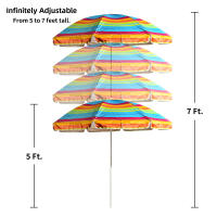 S7 STAR Sombrilla Playa Multicolor, Sombrilla Plegable Grande 220cm, Sombrilla Ligera con Bolsa Transporte, Protecciíon UV 50 Sombrilla Exterior con Tubo Aluminio, Ideal para Aire Libre / Playa/ Verano - details 2