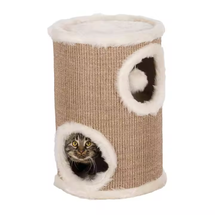 Trixie Torre Rascador Edoardo para Gatos con Superficie Rascadora de Sisal y Forro de Felpa Pelo Largo Poliéster - 1