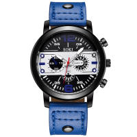 Reloj De Pulsera De Cuarzo Analógico Para Hombres Con Correa De Cuero Moda Casuística Redonda Para Negocios - details 16