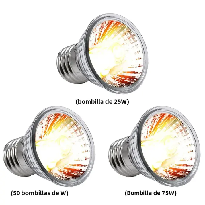  Bombillas De Calor Para Reptiles UVA UVB 25/50/75W Espectro Completo Para Basking De Tortugas Y Serpientes Pack De 1/2/5/10 - 1
