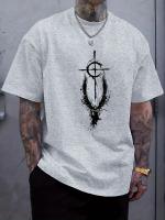 Camiseta De Verano Para Hombre 100% Algodón Estampado De Ángeles Y Cruz Casual Deportiva Cuello Redondo Manga Corta Transpirable Ligera Secado Rápido Protección Solar Elástica Sostenible Sin Capucha - details 5