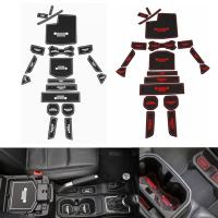 Alfombrilla De Goma Roja Blanca Para Interior De Coche Accesorios De Estilo Para Jeep Wrangler JL 2018-2023 Mat De Taza Decoración Para Puerta - details 11
