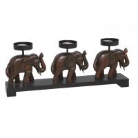 "GISSED - Portavelas Decorativo de Madera con Diseño de Elefantes Tallados y Soportes Metálicos para Velas – Estilo Rústico y Elegante para Hogar, Terrazas y Eventos – Aporta Calidez y Serenidad a Cualquier Espacio – Material Resistente y Duradero . - details 4