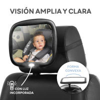 Ms Espejo retrovisor con Luz (mando a distancia) -  Universal y estable - Retrovisor para ver al bebé en el coche - details 2