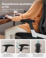 Silla de oficina ergonómica en malla ajustable, respaldo basculante, asiento móvil, base de estrella de aluminio, soporta hasta 150 kg, disponible en gris paloma o negro tinta - details 11