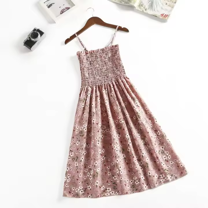 Vestido De Encaje Sin Mangas Para Mujer Vestido Mini Casual Con Cintura Elástica Y Tirantes Espagueti Vestidos Femininos De Verano - 1