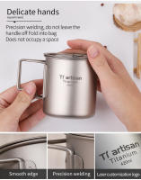 Tiartisan Taza De Acero Titanio Ultraligera Portátil 420ml Con Manija Plegable Para Camping Picnic Taza De Té Con Cubierta - details 6