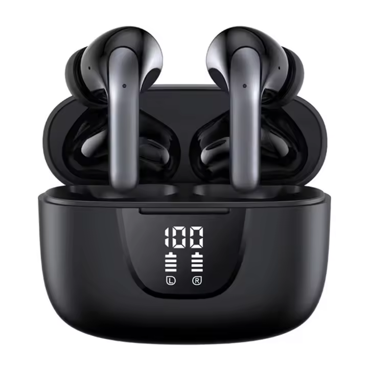 BIT Auriculares inalámbricos Bluetooth 5,3 con estuche de carga con pantalla LED, resistentes al agua, para Android, iPhone, correr, deportes, trabajo - 1