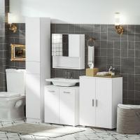 Armario de Baño con 2 Puertas y 2 Estantes Ajustables de 7 Niveles Mueble Auxiliar de Almacenaje para Salón Cocina Antivuelco 60x30x80 cm Blanco - details 2