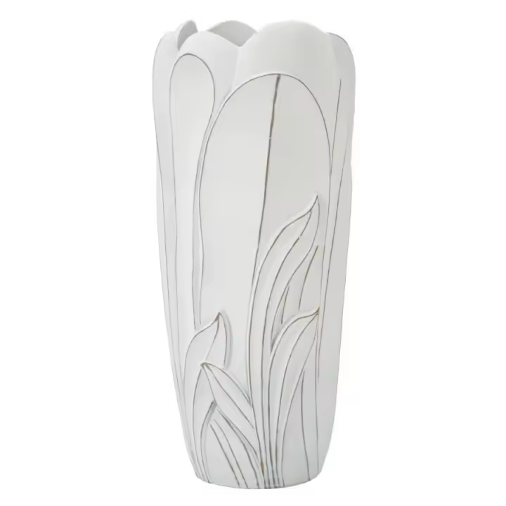Jarrón de Resina Blanca Ø 30,5x69 cm - 1