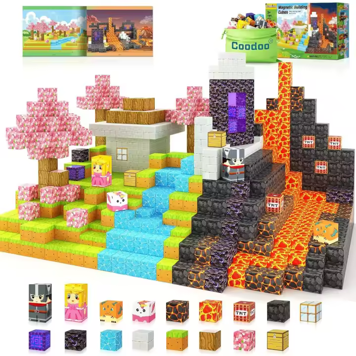 Bloques magnéticos - Juego de portal mágico Build Mine Magnet World, bloques de construcción magnéticos, juguetes para niños pequeños, juguetes sensoriales STEM para exteriores para niños y niñas de 3 años o más, juegos creativos para niños. - 1