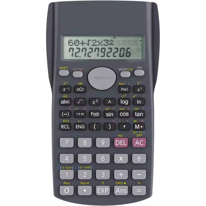 Calculadora científica de ingeniería de 2 líneas, ideal para uso escolar y profesional (negra) - 1