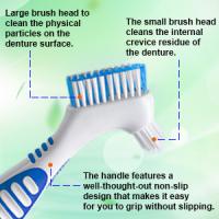 Paquete de 4 cepillos de dientes para dentaduras postizas, cepillo de limpieza para el cuidado de las dentaduras postizas, cepillo de dientes de doble cara, cerdas multicapa y mango de goma antideslizante (púrpura, verde, azul, naranja) - details 1