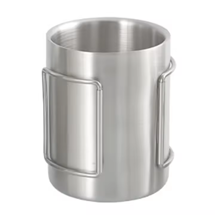 Taza De Acero Inoxidable Para Camping 200ml/300ml/400ml Con Manijas Plegables Para Agua Té Café Adecuada Para Exteriores Senderismo - 1