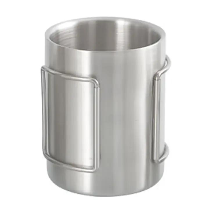 Taza De Acero Inoxidable Para Camping 200ml/300ml/400ml Con Manijas Plegables Para Agua Té Café Adecuada Para Exteriores Senderismo - 1