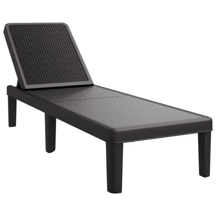 vidaXL Tumbona ajustable en 4 alturas polipropileno 155,5x57x28 cm Negro, Gris, Sillas de Exterior Ideal para jardín, playa, piscina, terraza Tumbona Piscina Tumbonas Playa Tumbonas Jardín Exterior - 1