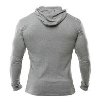 Camiseta De Manga Larga Para Hombre Con Capucha Estilo Fitness Tejido De Algodón Y Poliéster Corte Slim Para Gimnasio Y Bodybuilding - details 8