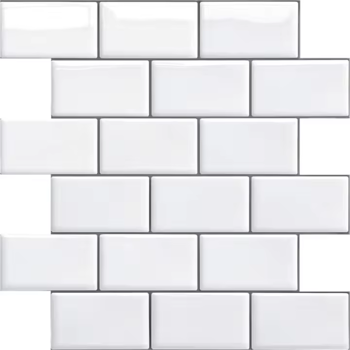 Adhesivo para salpicaduras para cocina y baño, adhesivo para azulejos falsos, adhesivo para pared blanca para cocina, coche Metro 3D impermeable - 1