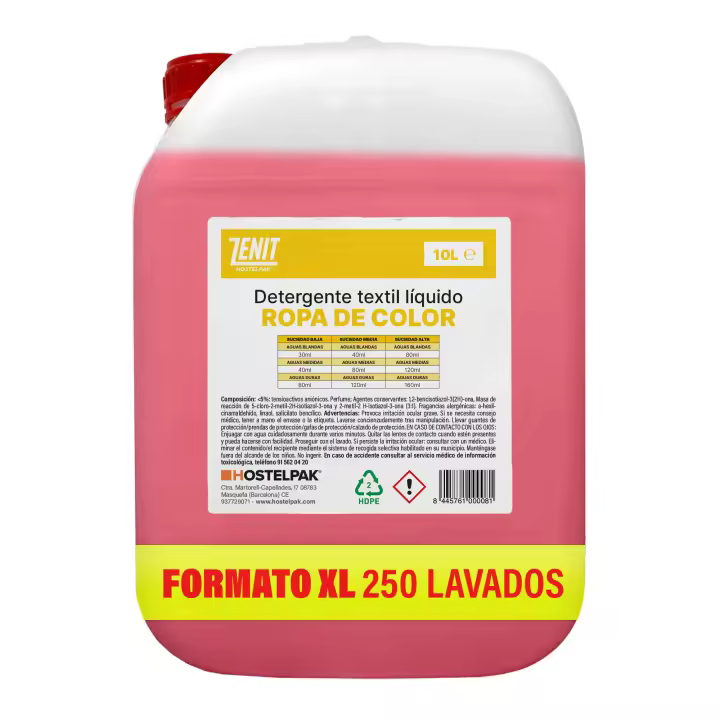 Hostelpak  10 l  Detergente líquido Ropa de color  250 lavados  jabon lavadora  detergente liquido lavadora - 1