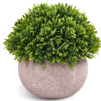 Flores Artificiales,Flor Falsa,Plantas de Flores Artificiales, Set de 4 Plantas Artificiales with Césped Verde en Macetas Grises, Plantas de Plástico Decorativas, oficinas y exteriores - details 4