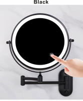 Espejo De Baño Plegable De 8 Pulgadas Negro Con Luz Y Ajuste De Intensidad Iluminación Para Maquillaje Espejo De Vanidad Magnificado 10x Montado En La Pared - details 0