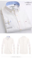 Camisa De Oxford Para Hombre Algodón Y Poliéster Estilo Casual De Negocios Con Rayas Y Cuadros Cuello Alto Manga Larga No Hierro Slim Fit Color Sólido Para Otoño/Invierno - details 10