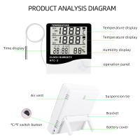 Medidor De Temperatura Y Humedad Digital HTC-1 HTC-2 Con Pantalla LCD Estación Climática Para Interior Y Exterior Higrómetro Y Termómetro - details 15