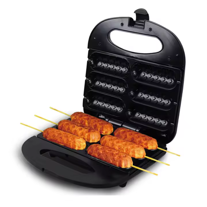 Máquina De Hot Dogs En Forma De Waffle Con Placa Antideslizante Y Cubierta No Adhiere Hacer 6 Corn Dogs Máquina De Tostadores - 1