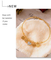 Encanto Brazalete de lujo chapado en oro con diamantes de imitación de acero inoxidable para mujer, bonito colgante de corazón, accesorios de joyería de boda para niña - details 8