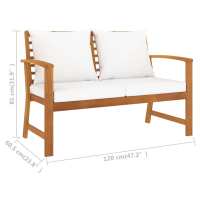 vidaXL Banco de jardín con cojín crema madera maciza de acacia 120 cm - details 5