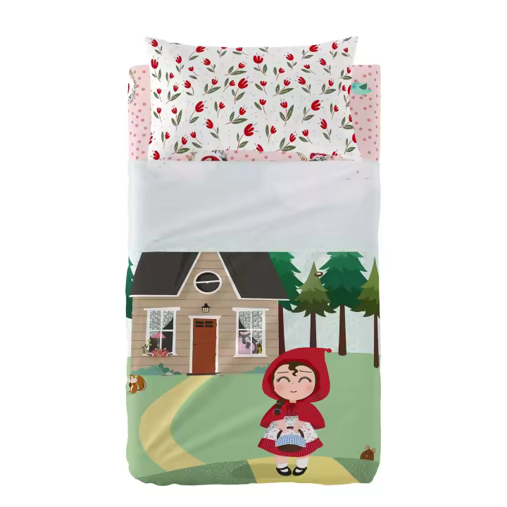 Happyfriday- Red riding hood Juego de sábanas cuna 2 piezas (No incluye bajera), Juegos de sábanas 100% Algodón, calidad de 150 hilos, Fabricado en España - 1