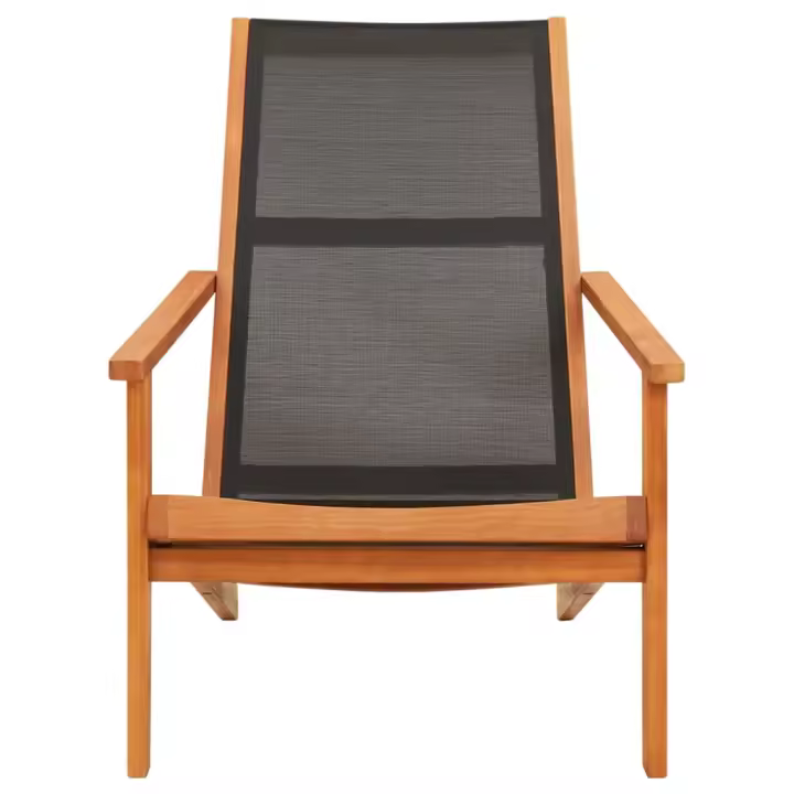 Silla de Jardín Madera de eucalipto y textilene Negro - 1