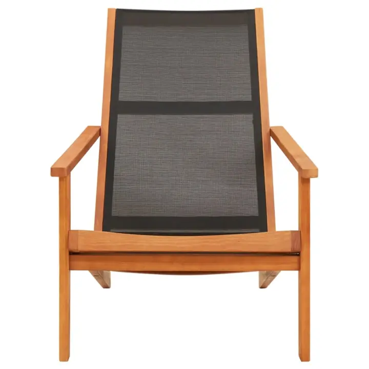 Silla de Jardín Madera de eucalipto y textilene Negro - 1
